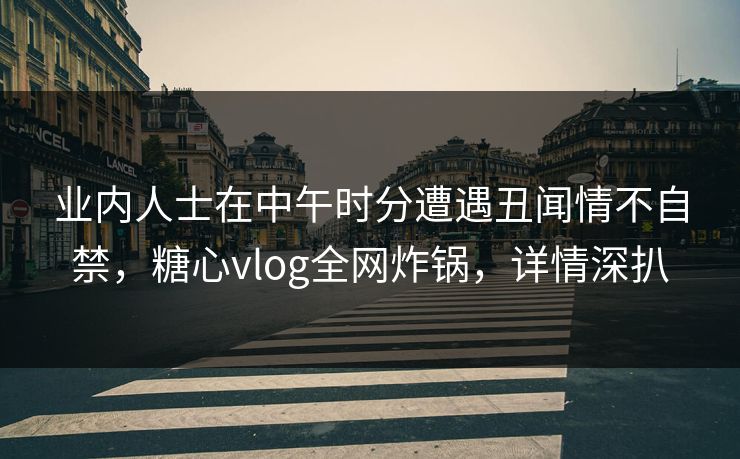 业内人士在中午时分遭遇丑闻情不自禁，糖心vlog全网炸锅，详情深扒