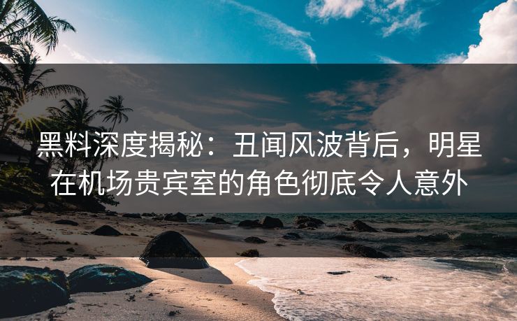 黑料深度揭秘:丑闻风波背后,明星在机场贵宾室的角色彻底令人意外 黑料深度揭秘:丑闻风波背后,明星在机场贵宾室的角色彻底令人意外