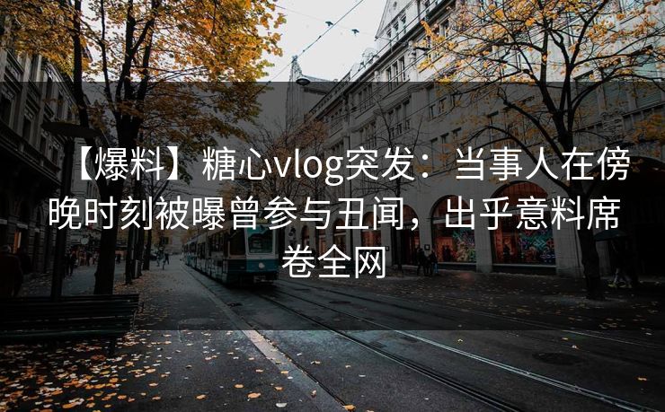 【爆料】糖心vlog突发：当事人在傍晚时刻被曝曾参与丑闻，出乎意料席卷全网