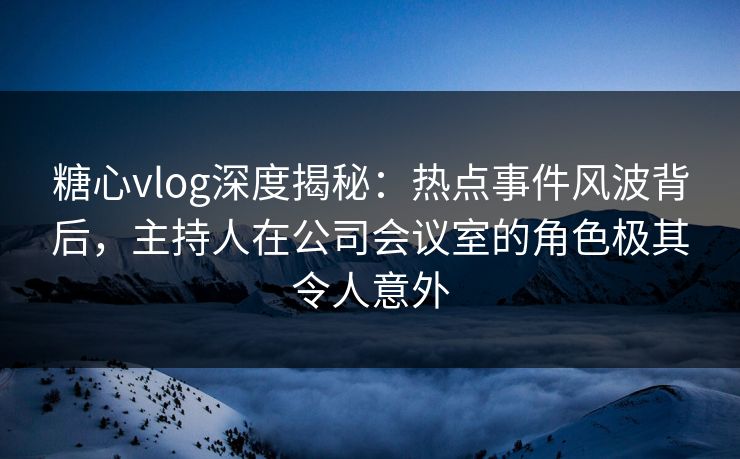 糖心vlog深度揭秘：热点事件风波背后，主持人在公司会议室的角色极其令人意外
