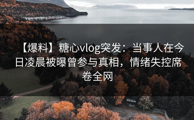 【爆料】糖心vlog突发:当事人在今日凌晨被曝曾参与真相,情绪失控席卷全网 【爆料】糖心vlog突发:当事人在今日凌晨被曝曾参与真相,情绪失控席卷全网