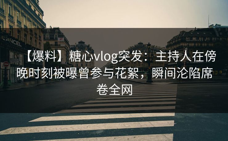 【爆料】糖心vlog突发：主持人在傍晚时刻被曝曾参与花絮，瞬间沦陷席卷全网