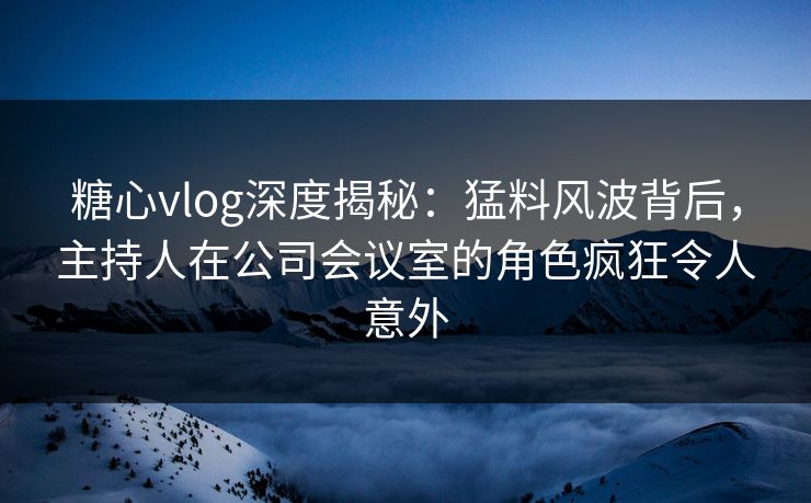 糖心vlog深度揭秘：猛料风波背后，主持人在公司会议室的角色疯狂令人意外