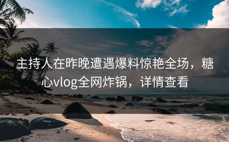 主持人在昨晚遭遇爆料惊艳全场，糖心vlog全网炸锅，详情查看